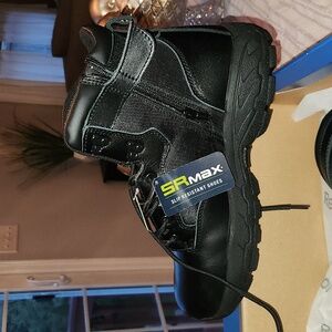 Men's Reebok Slip Resistant Work Boots Leather Side Zipper Lace up size 12